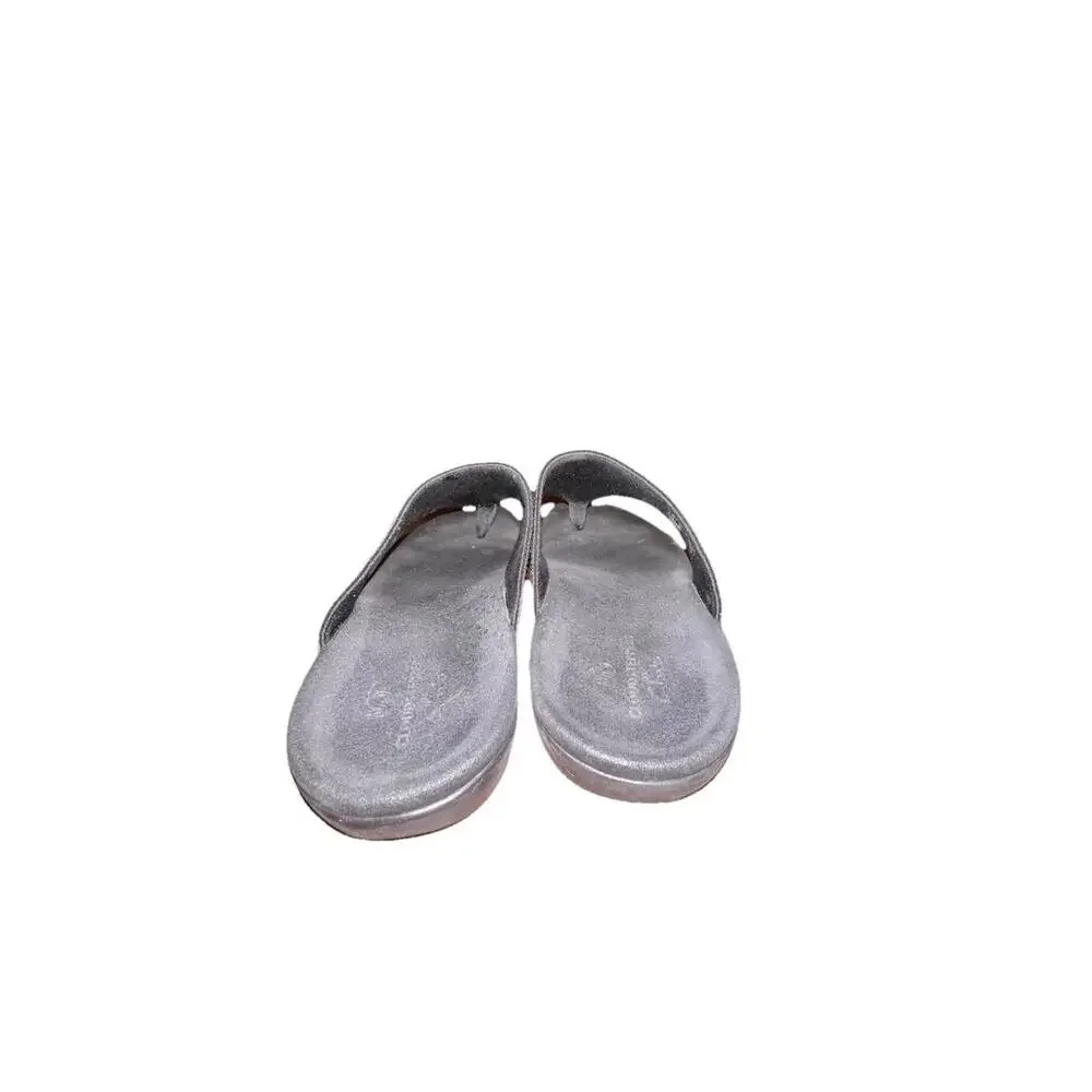 Clarks‎ Women's 8 Brio Vibe Cloudsteppers Black Snake Texture Thong Sandal